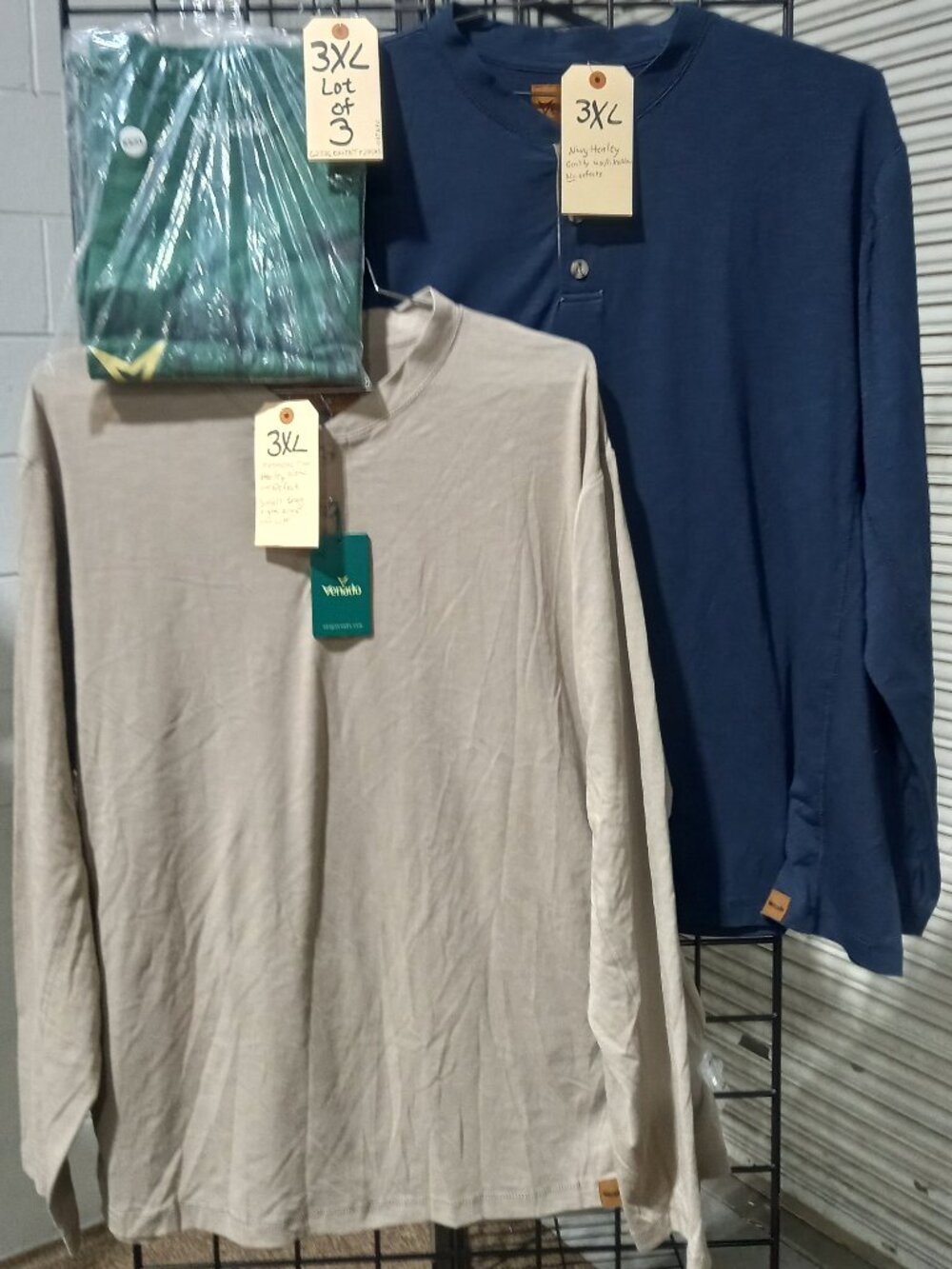 2-Long Sleeve Henleys + 1-Venado Graphic Tee | 3XL